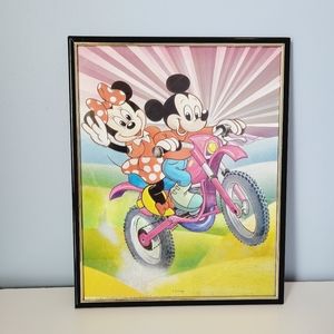 90s Disney Mickey Mouse and Minnie Mouse Foil Art Vintage Y2K Disney Decor